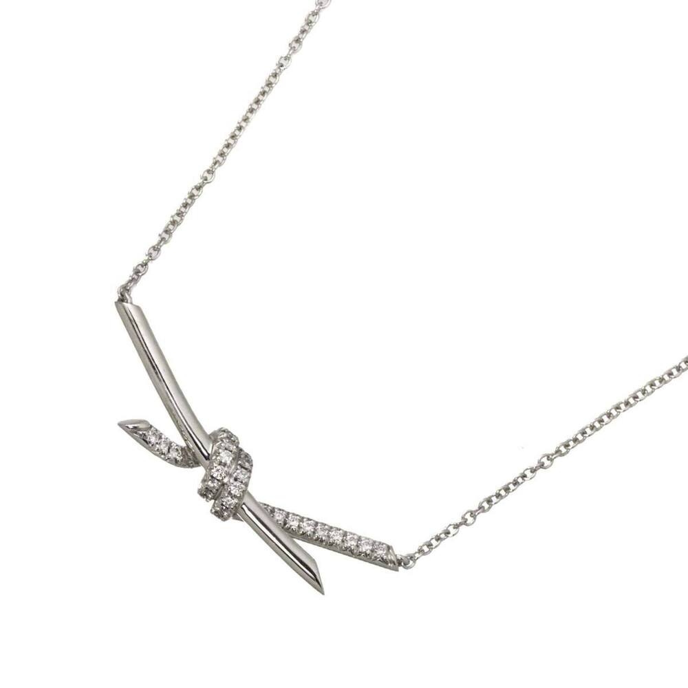 Tiffany & Co. Knot Diamond 0.25ct Necklace 43cm 18K WG White Gold 750